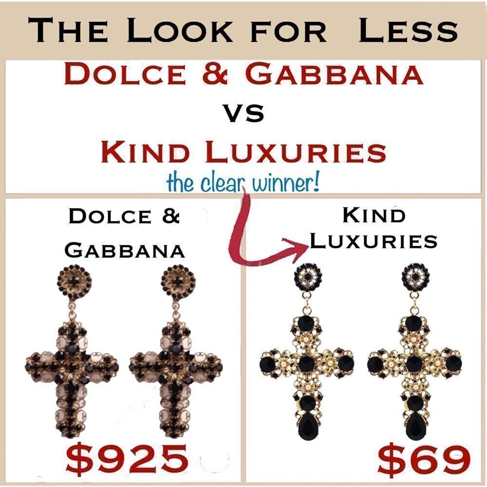 ❤️071❤️‎ Designer Inspired Black Vintage Cross Earrings